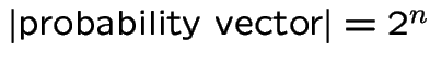 $\vert\mbox{probability vector}\vert=2^{n}$