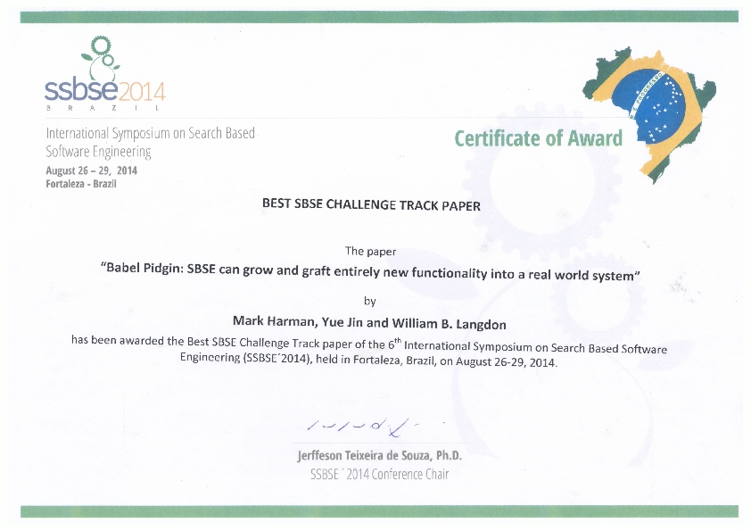 Winner SSBSE 2014 Challange Track